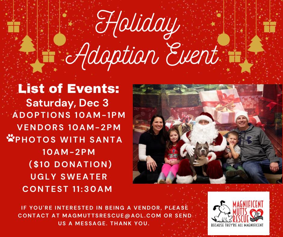 Holiday Adoption Event December 3rd